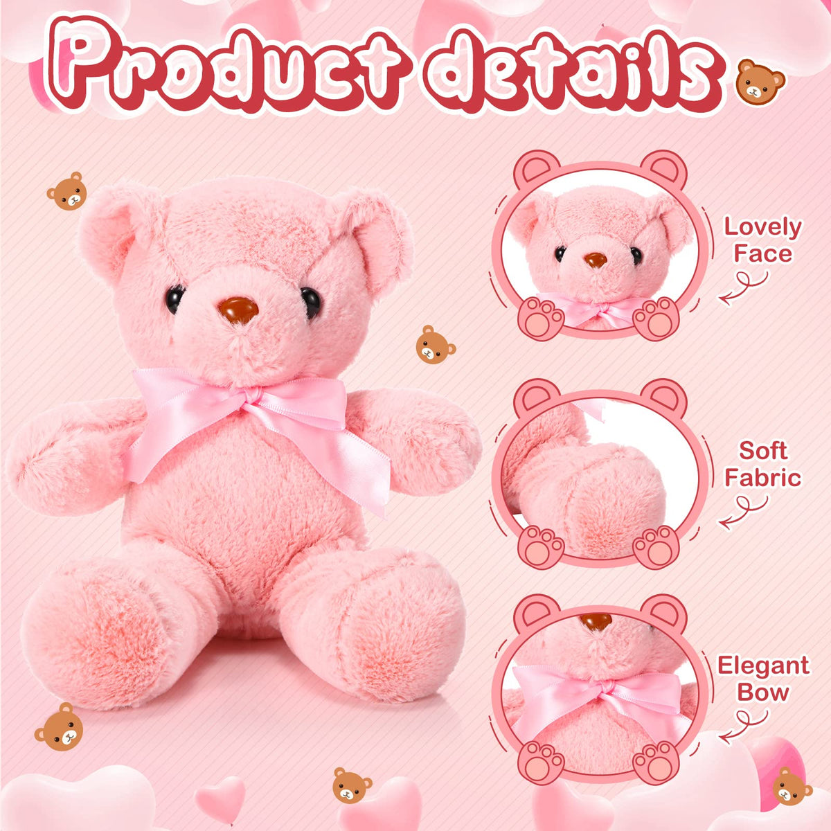 Skylety bear with satin bow offers a charming, gift-ready look