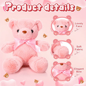 Skylety bear with satin bow offers a charming, gift-ready look