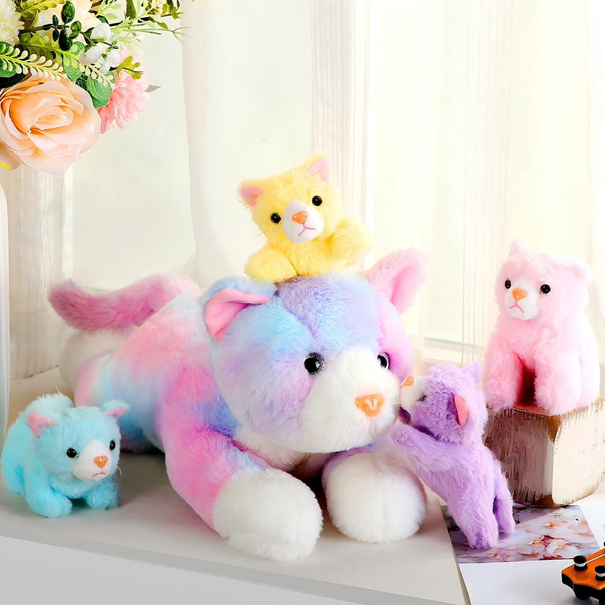Skylety belly-pocket display plush shows four babies neatly stored