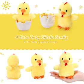 Skylety chick plush with shell adds a surprise element for play.