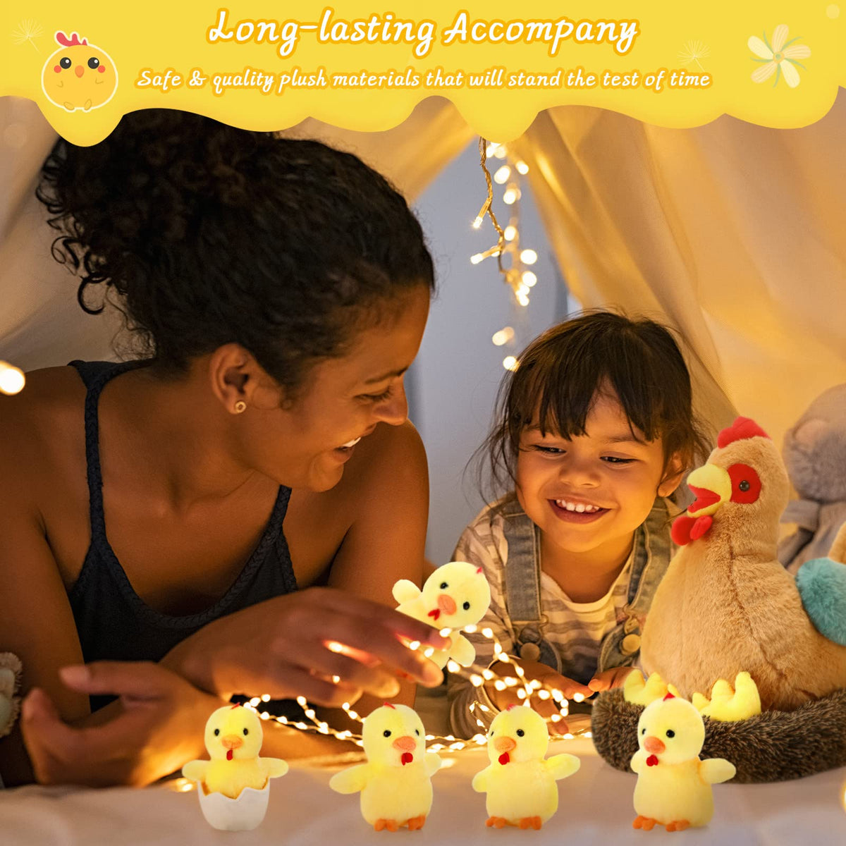Skylety 6-piece chicken plush set helps reduce screen time with tactile play.