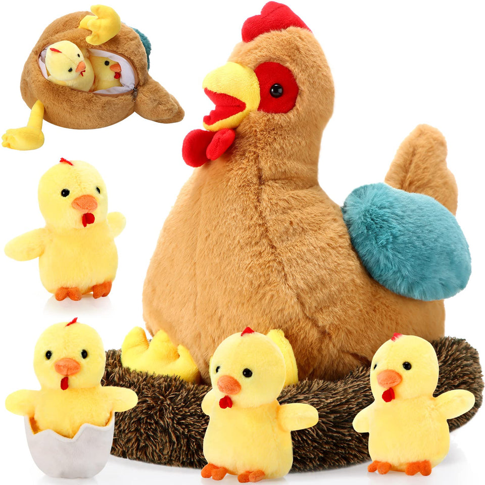 Skylety chicken plush hen ready for imaginative play and cuddles.