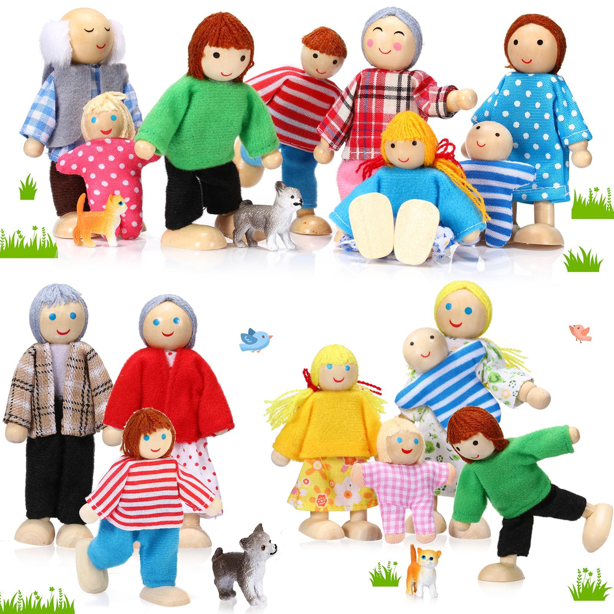 Skylety wooden dollhouse family figures ready for imaginative play