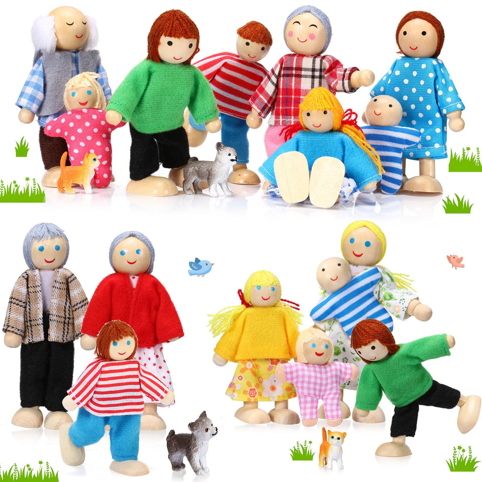 Skylety wooden dollhouse family figures ready for imaginative play
