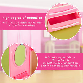 Skylety dollhouse wardrobe detail shows glossy finish and sturdy plastic