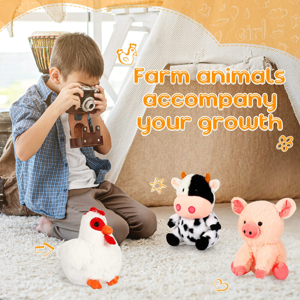 Skylety farm plush packaging display presents a gift option.