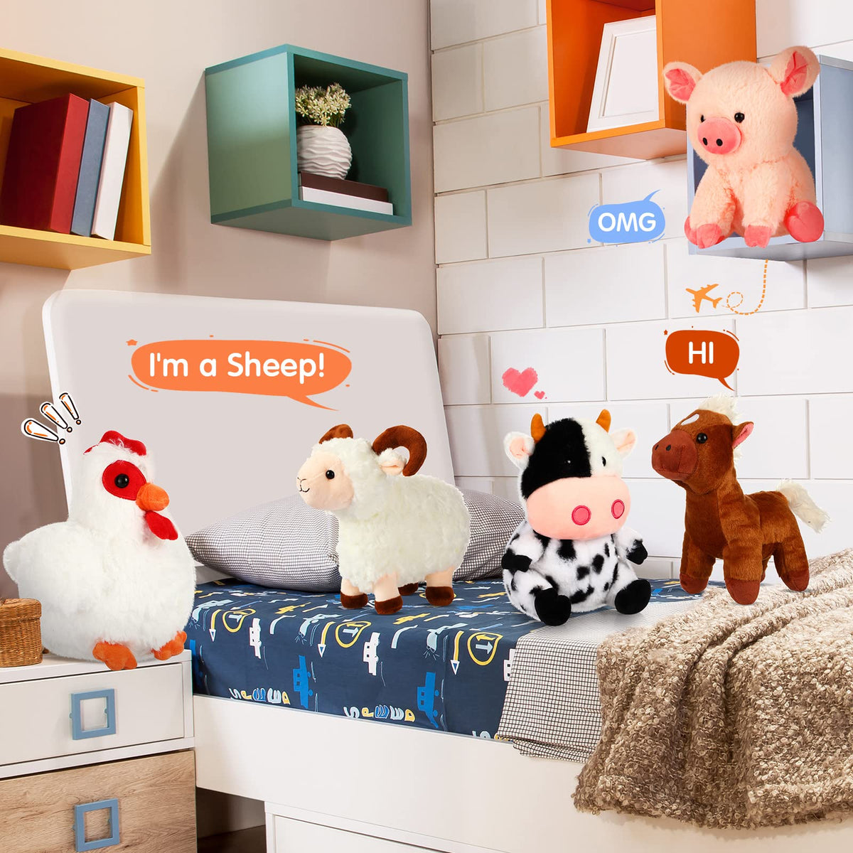 Skylety farm plush pig 10inch cuddles during storytime.