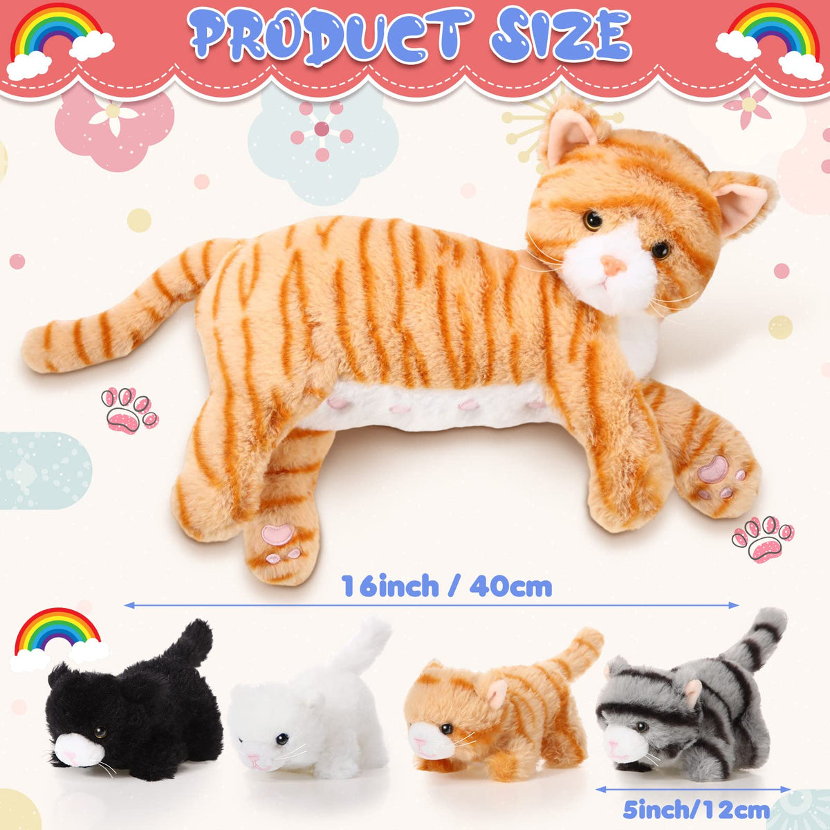 Skylety four-kitten set, 5-inch pals for storytelling and pretend play
