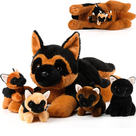 Skylety German Shepherd mother dog with puppies offers a cozy, huggable family companion