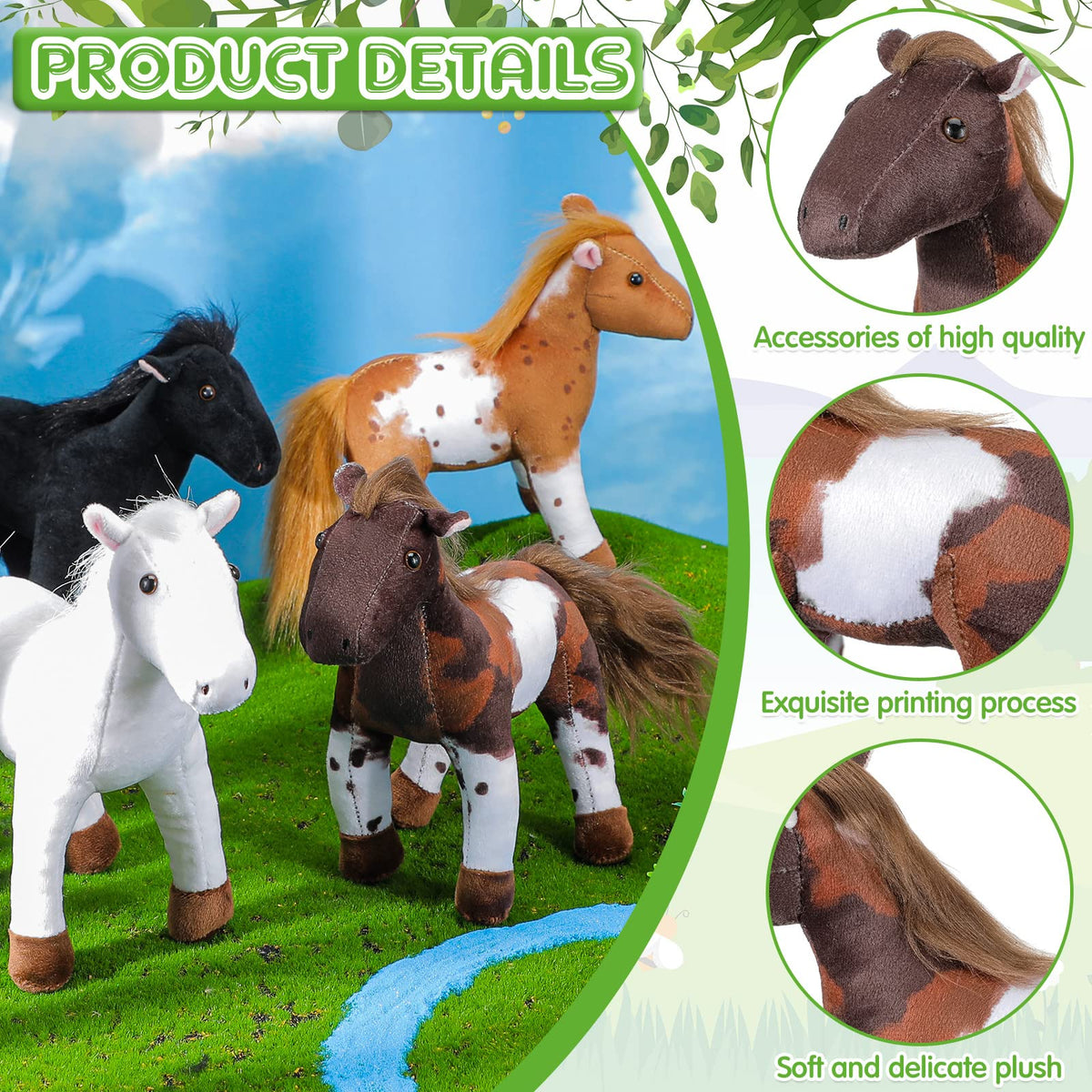 Skylety 8-inch horse plush compact size for easy portability.
