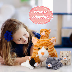 Skylety huggable cat toy adds cozy decor to a desk or shelf