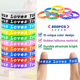 Skylety Jesus Loves You wristbands feature the slogan for faith
