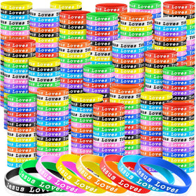 Skylety Jesus Loves You wristbands in a colorful set for everyday wear and sharing