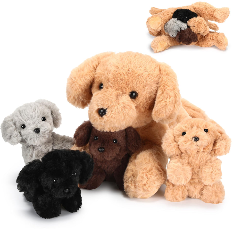 Skylety Labrador mommy with puppies inside plush toy great for cuddling and decor