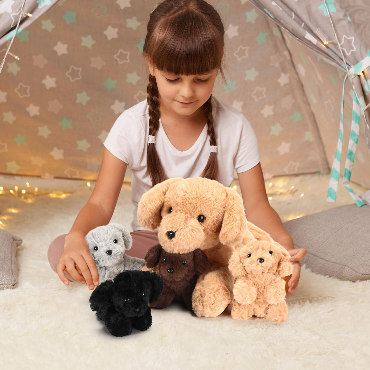 Skylety Labrador mommy with puppies as a pillow companion for bedtime and rest