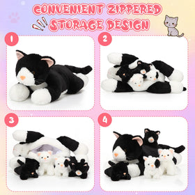 Skylety large mom cat measures 40 cm for desk or bed use.