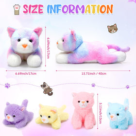 Skylety large mom cat plush, 40 cm, for warm desk décor