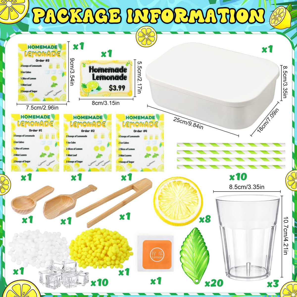 Skylety lemonade sensory cups enable kids to assemble drinks and count items during pretend play.