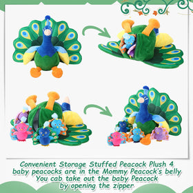 Skylety machine-washable peacock plush for easy cleaning