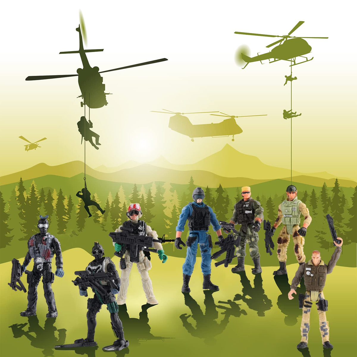 Skylety figures compatible with military vehicles for richer setups.