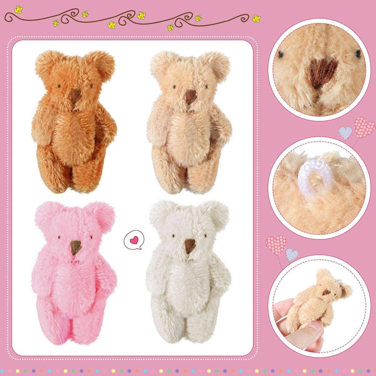 Skylety mini bear plush with lanyard ready to hang on a bag.