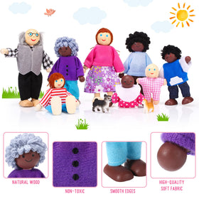 Skylety child and baby dolls enhance role-play scenes with warm family moments.
