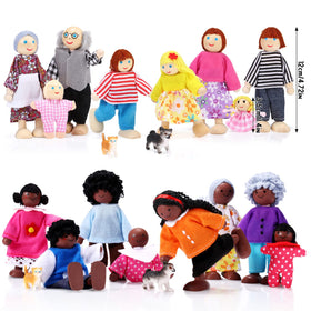 Skylety mini figures with grandparents and parents for storytelling in pretend play.