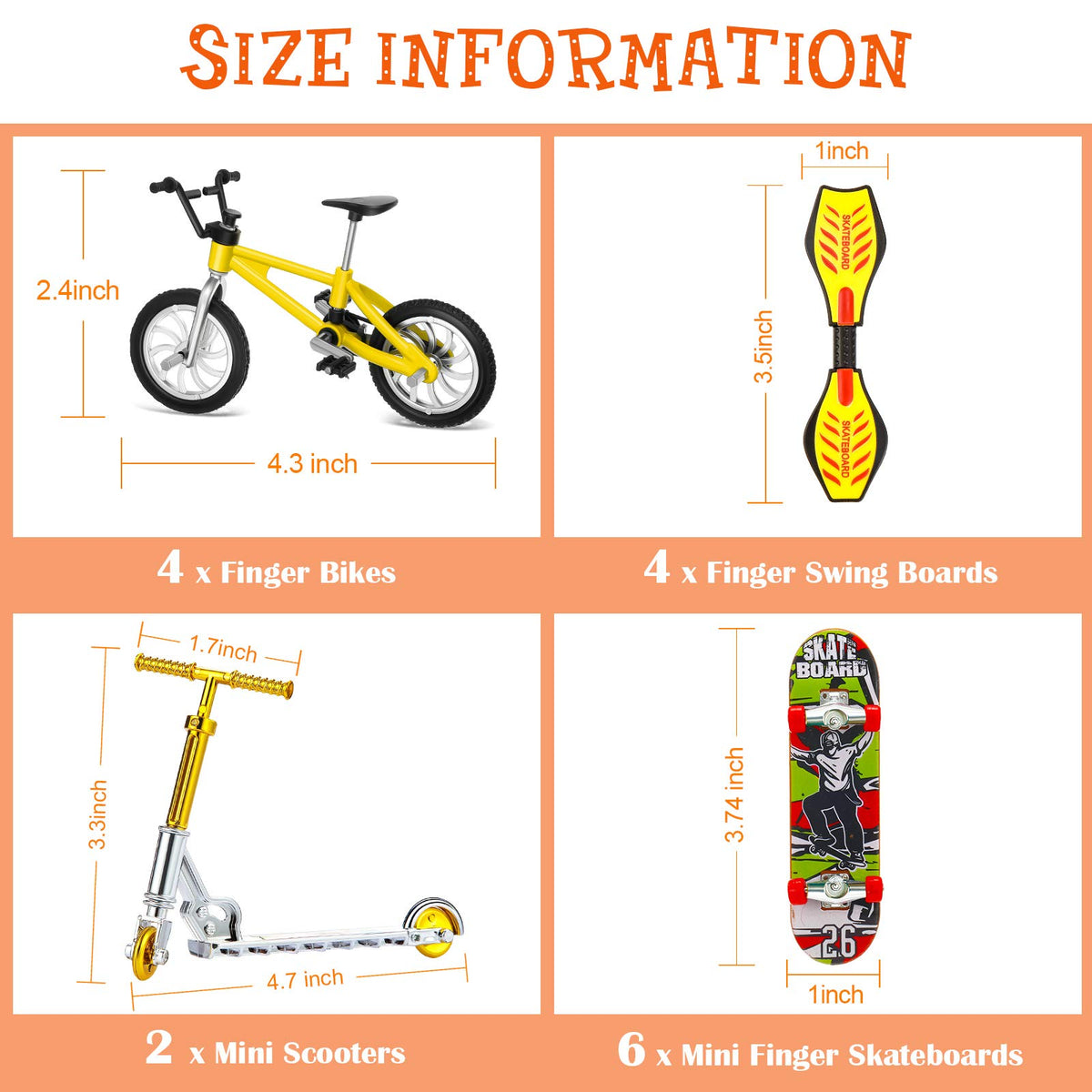 Skylety finger bikes with four models for spinning and riding play