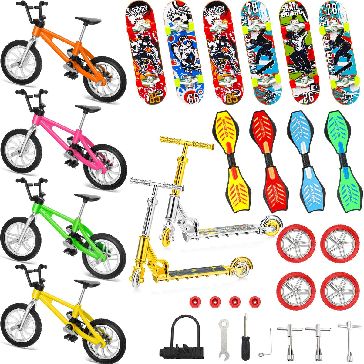 Skylety mini finger skateboards with six boards for tabletop tricks and fun