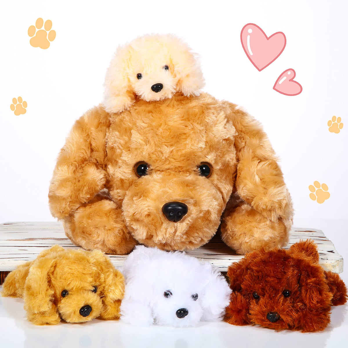 Skylety mommy dog with puppies inside, a cozy cuddle companion for kids