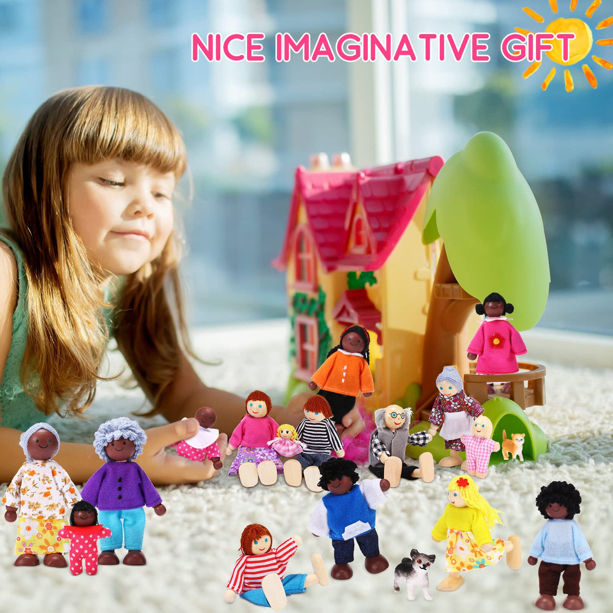 Skylety figures with movable limbs for dynamic posable pretend play.