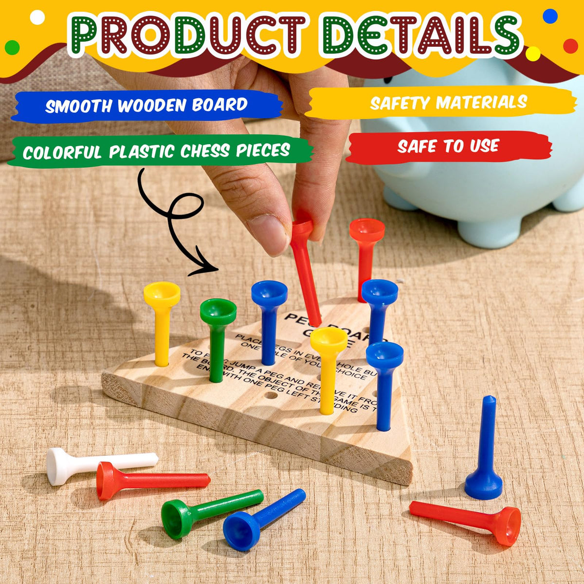Skylety colorfully pegs support focus and group play for all ages.