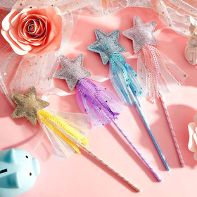 Skylety packaging shows eight colorful wands for party favors.