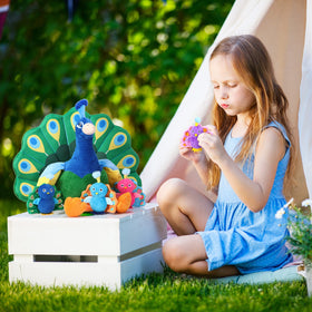 Skylety peacock plush stands 46 cm tall for versatile decor