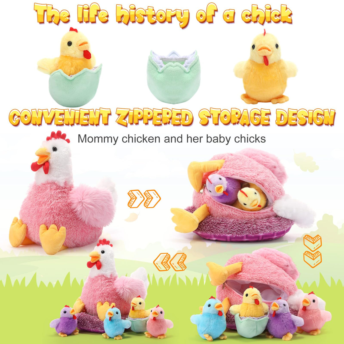 Skylety plush chick inside shell for nesting style play