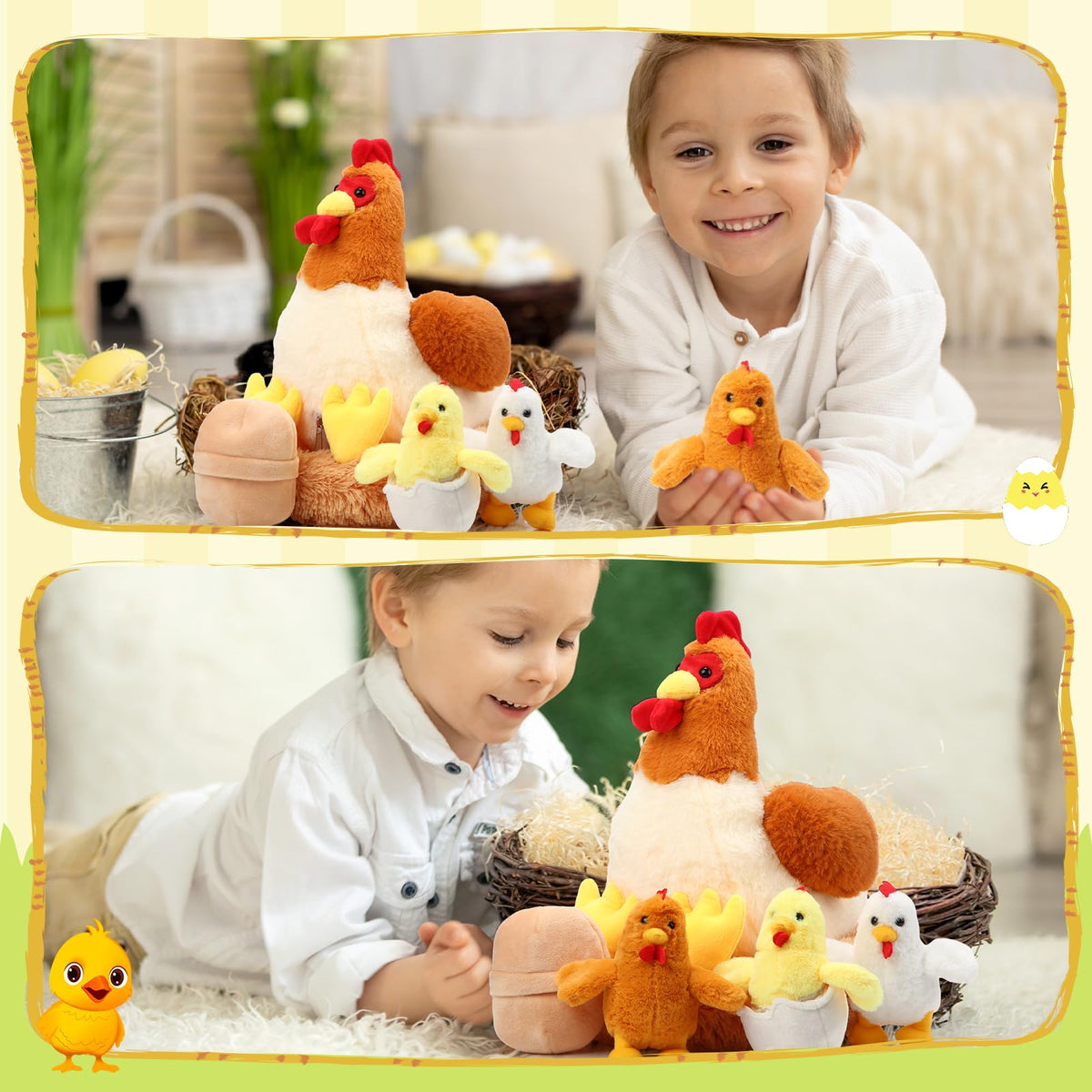 Skylety plush chicks without shell, compact cuddle pals for kids.