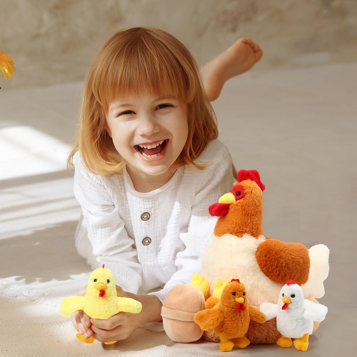 Skylety chicken stuffed animal set, ideal as a gift or decor option.