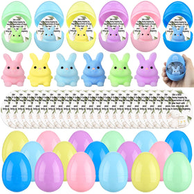Skylety prefilled Easter eggs show bunny squeeze balls inside for ready to use favors