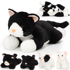 Skylety pregnant cat mommy with kittens in black and white; cozy cuddle decor.