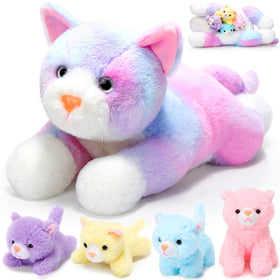 Skylety pregnant cat plush with belly pocket and kittens for cozy play
