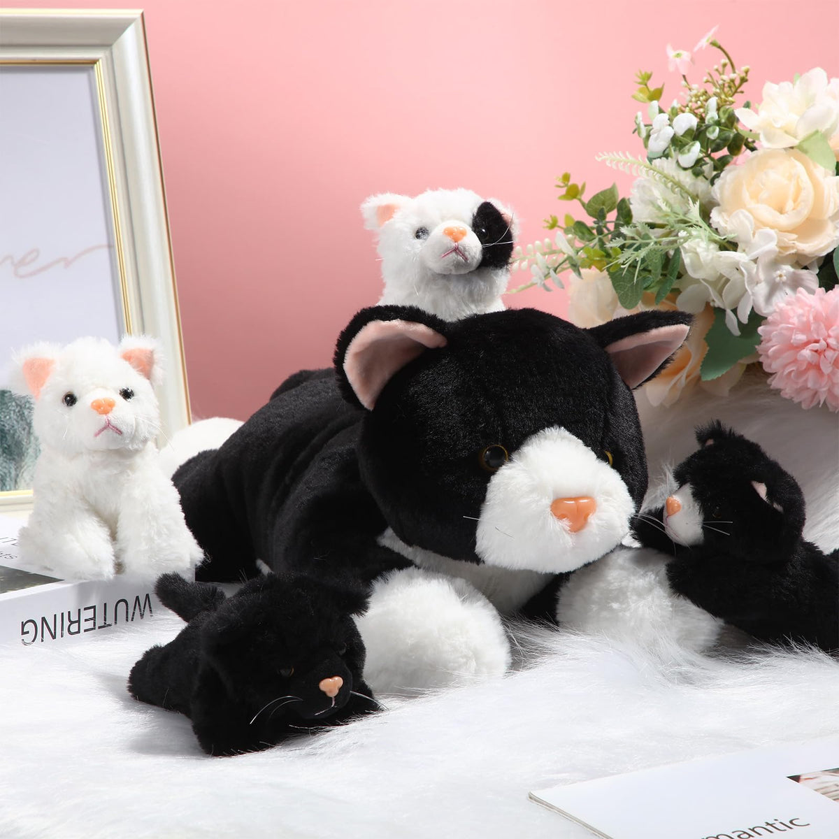 Skylety plush fabric highlights soft, durable hugs for the mom cat.