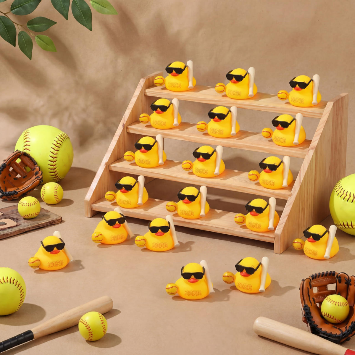 Skylety yellow 2-inch softball duck, versatile party decoration.
