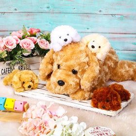 Skylety stuffed dog set is travel-friendly for car rides and naps