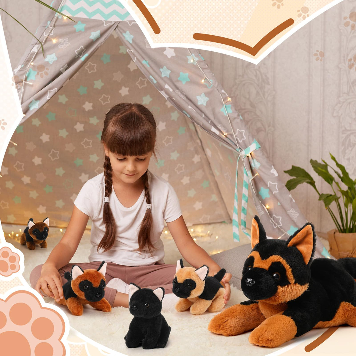 Skylety stuffed dog set as a versatile gift for celebrations and décor