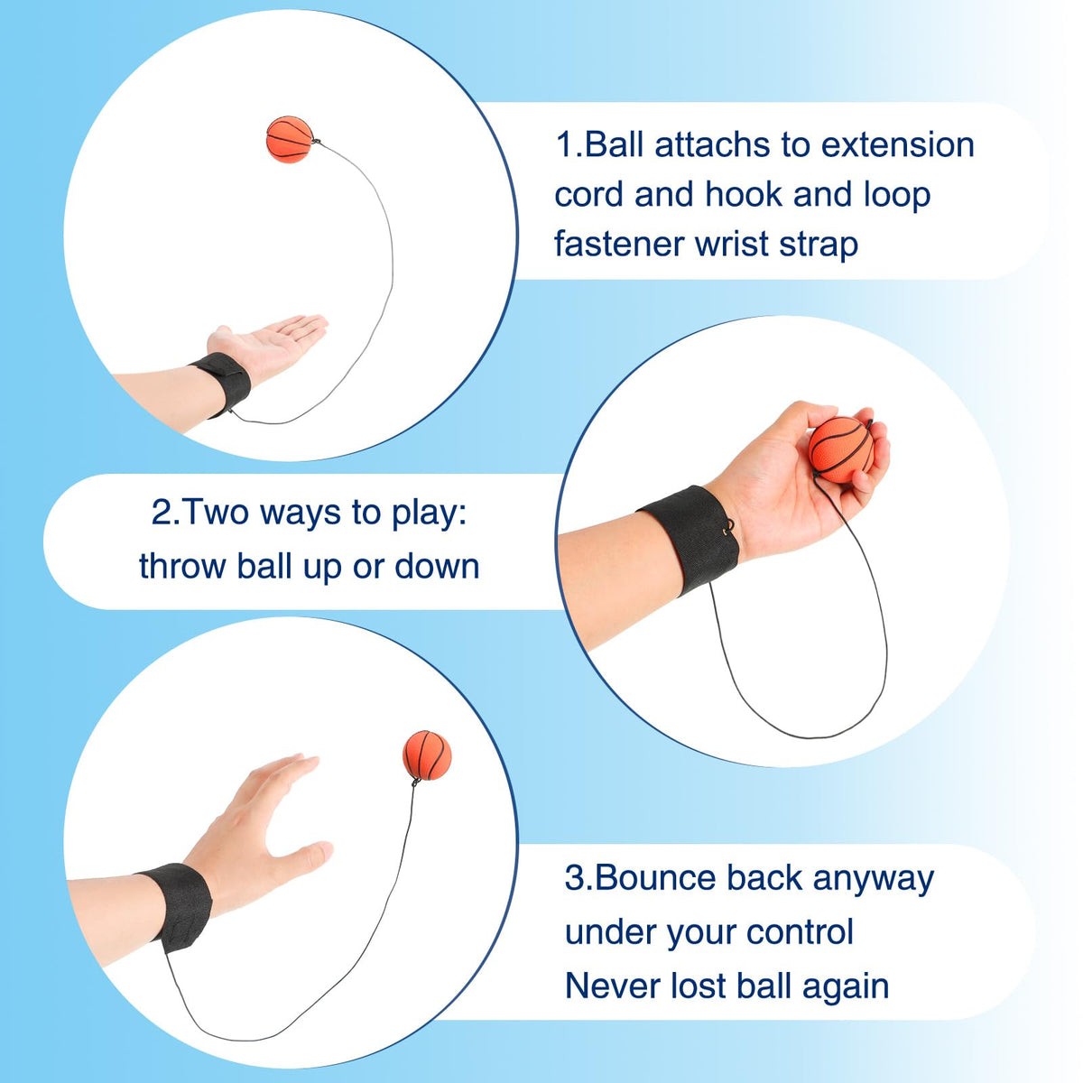 Skylety nylon-strap wrist ball for comfortable wear and easy cleaning