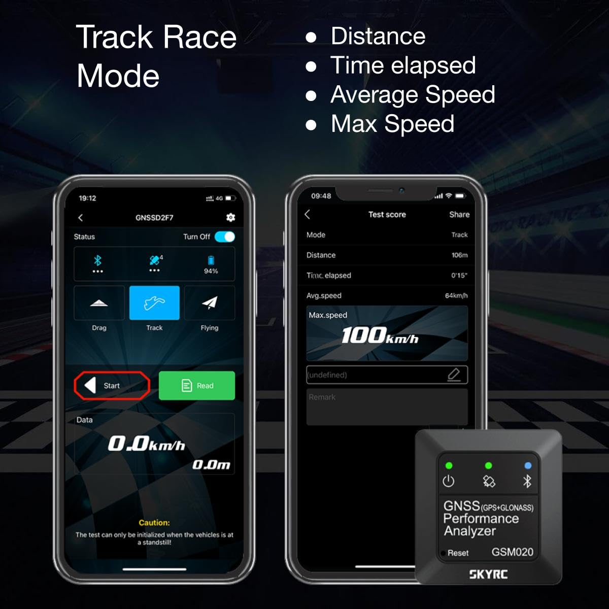 Bluetooth pairing setup for SkyRC GNSS Performance Analyzer with RC Gears App.