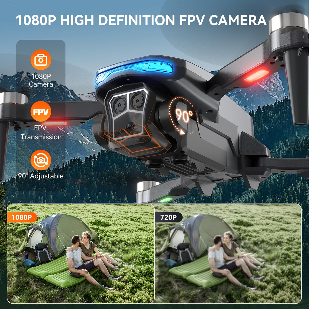 Skyvoyant drone 2K camera with adjustable lens for versatile shots
