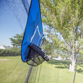 Skywalker Sports hook-and-loop rim attachment releases on impact to help prevent injuries.