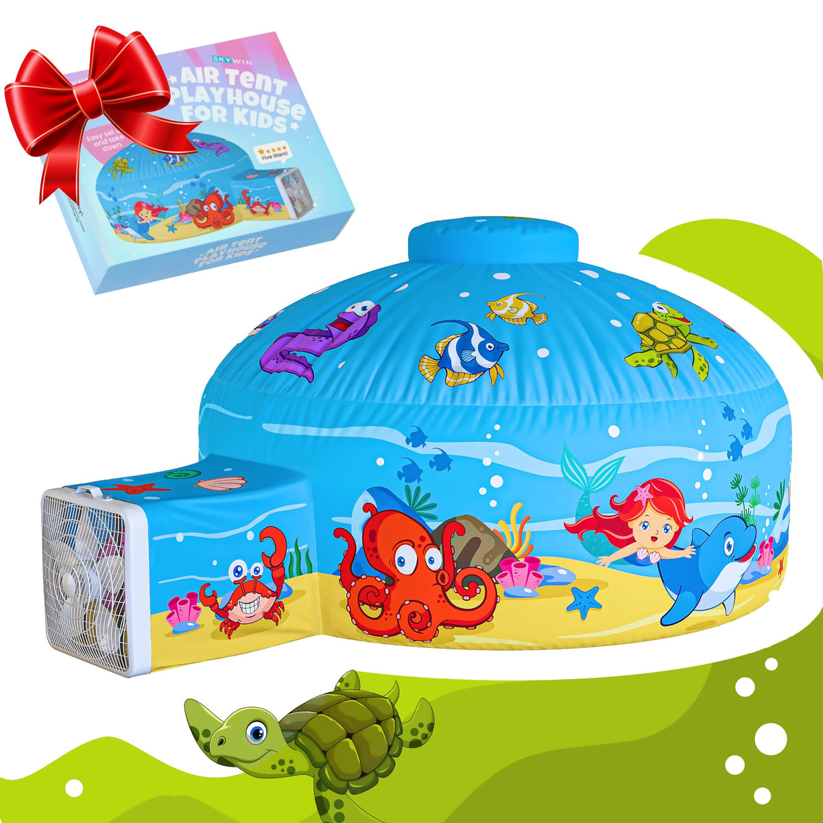 Skywin Air Tent Deep Sea Fun inflates in seconds for instant play.