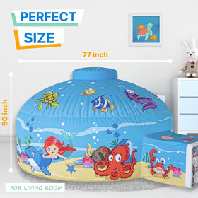 Skywin Air Tent Kids interior 77 x 50 offers roomy space for several friends.